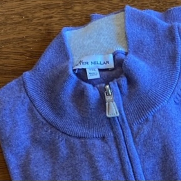XXL Peter Millar 1/4 Zip Periwinkle Blue Sweater Great Condition Zipper Pull XX - Picture 8 of 16